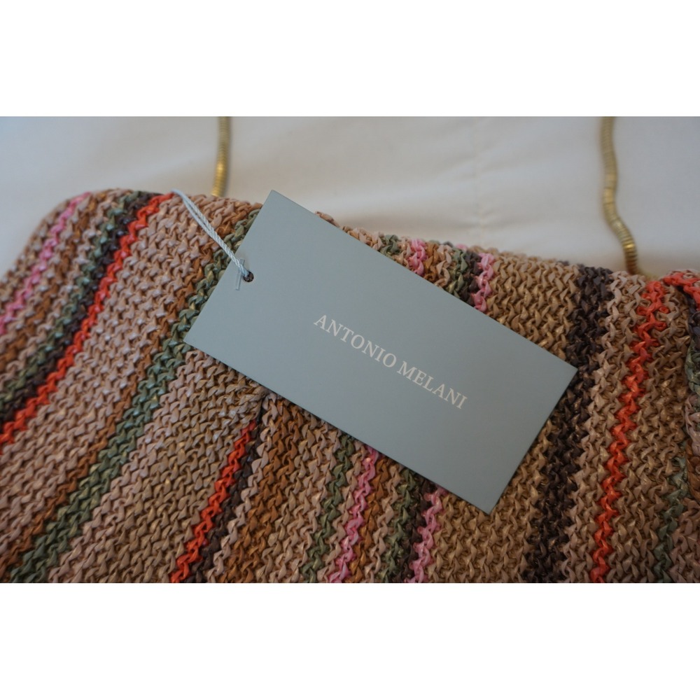 Antonio Melani Fay Straw Clutch Bag Striped Vachetta Multi Color S25AM32189 NEW